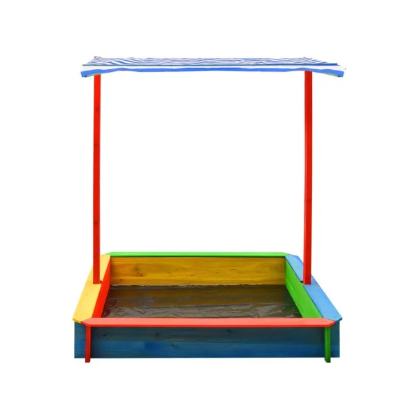 Bac à sable Multicolore avec toit abaissable bac sable enfant jouet d'extérieur bac à sable jardin pin massif