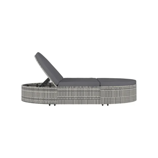 Bain de soleil lit double résine tressée gris Bain soleil transat jardin transat extérieur chaise longue jardin 2 places