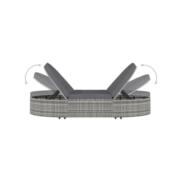 Bain de soleil lit double résine tressée gris Bain soleil transat jardin transat extérieur chaise longue jardin 2 places