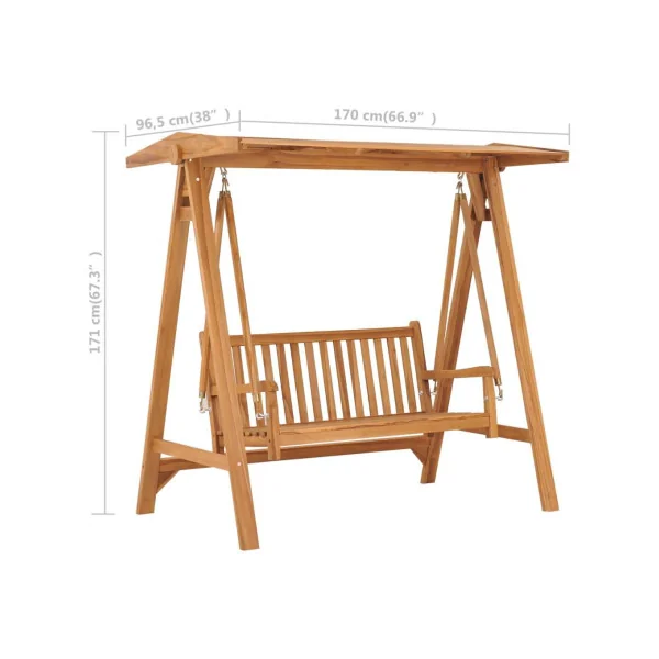 Balancelle en bois de teck massif toit treillis balancelle extérieure banc balancelle suspendue en bois