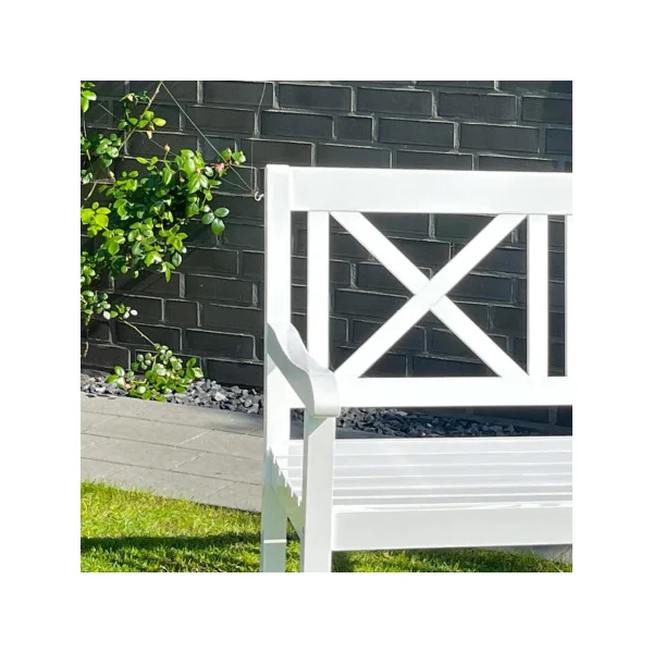 Banc de jardin en acacia blanc 2 places avec revêtement PU Banc jardin banc extérieur banc bois banc terrasse