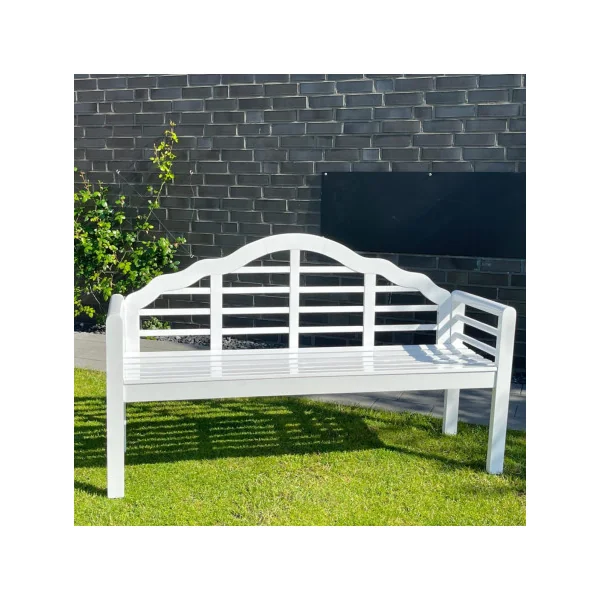 Banc de jardin en acacia massif et PU blanc 3 places Banc jardin banc extérieur banc bois massif banc terrasse