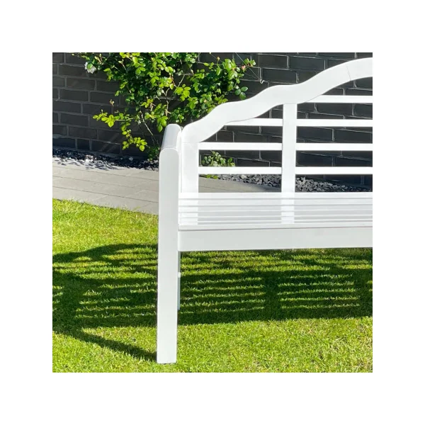 Banc de jardin en acacia massif et PU blanc 3 places Banc jardin banc extérieur banc bois massif banc terrasse