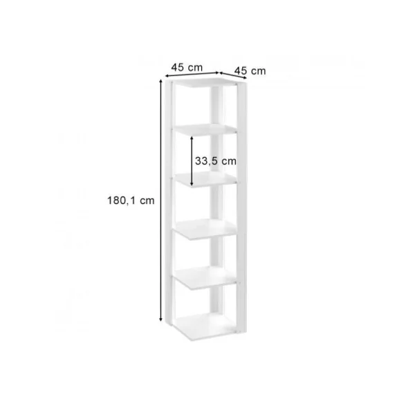 Bibliothèque blanche avec 5 étages étagère de rangement meuble étagère