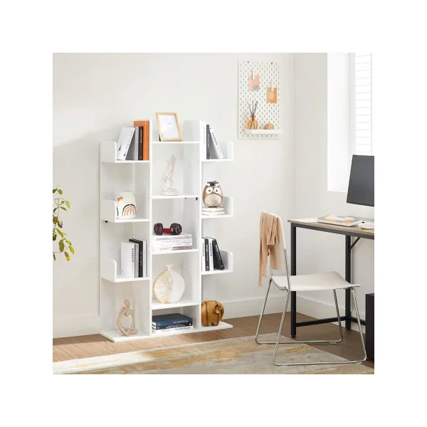 Bibliothèque blanche rangement livres étagère de rangement 13 compartiments