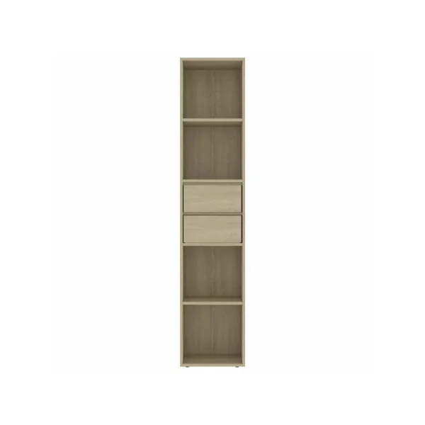 Bibliothèque chêne avec 2 tiroirs meuble rangement étagère de rangement 171 cm