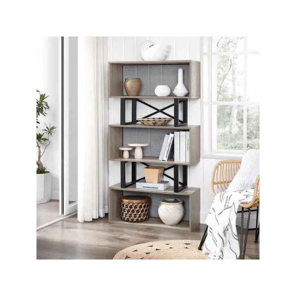 Bibliothèque design chic étagère industrielle 3 niveaux métal et grégé
