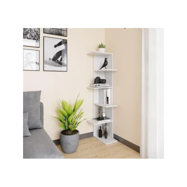 Bibliothèque design meuble rangement livre étagère blanche étagère angle