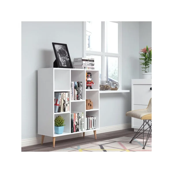 Bibliothèque livres 8 compartiments scandinave étagère rangement salon meuble rangement