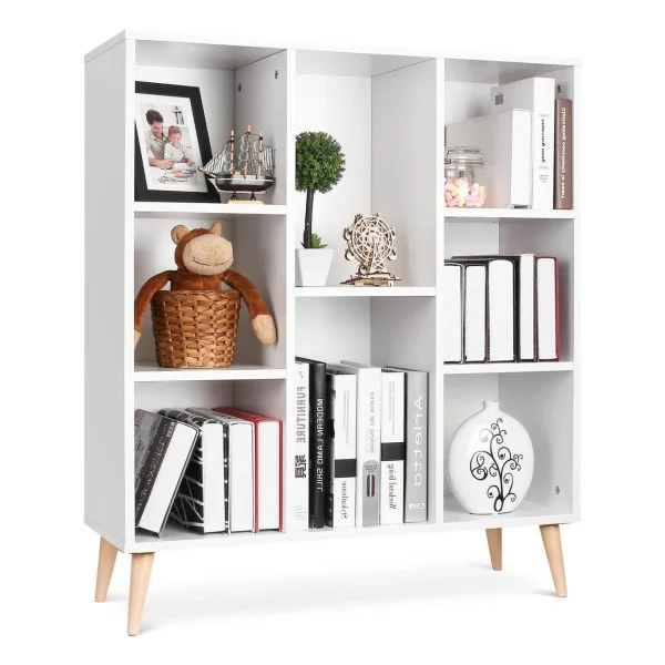 Bibliothèque livres 8 compartiments scandinave étagère rangement salon meuble rangement