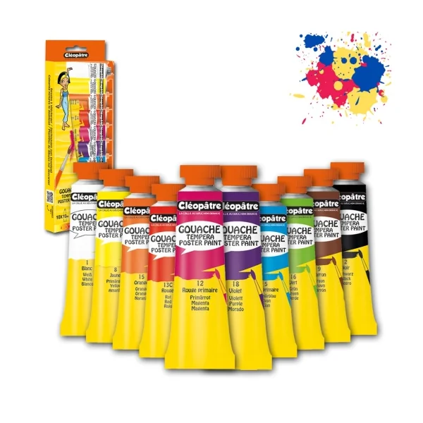 Blister de 10 tubes de Peinture Gouache de 10 ml