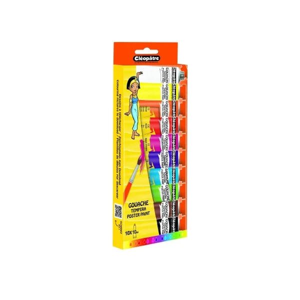 Blister de 10 tubes de Peinture Gouache de 10 ml