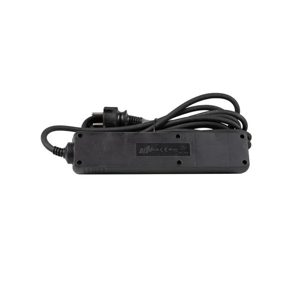 Bloc multiprise 6 emb femelles 2P+T 10/16A plast noir sans inter + cordon 5m