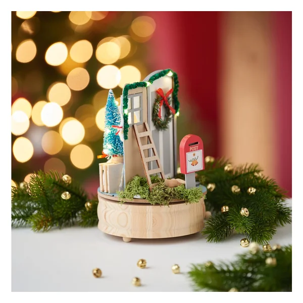 Boîte à musique VBS « Douce nuit », pin/MDF, env. Ø 14 cm, env. H 6,5 cm