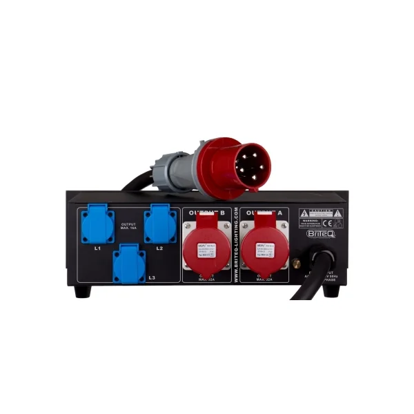 Briteq PD-63A MK2 distributeur d'alimentation 63A avec affichage Tension courant et prises Françaises