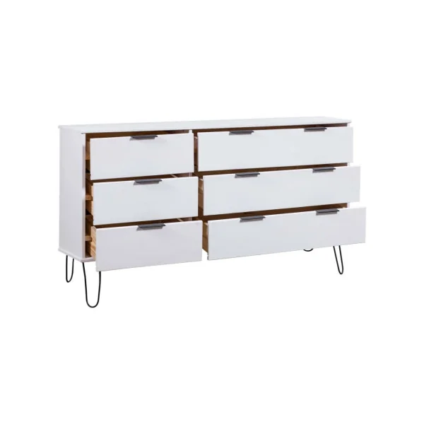 Buffet blanc buffet salon buffet chambre adulte en pin massif blanc 6 tiroirs