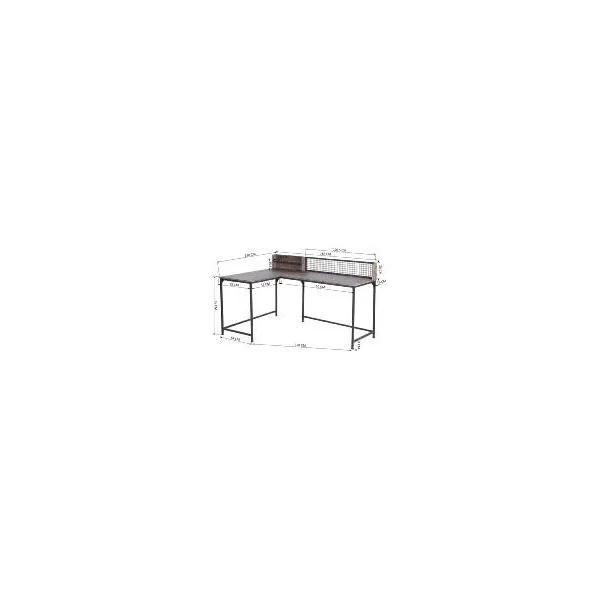 Bureau angle industriel spacieux moderne bureau en L bureau brun rustique et métal