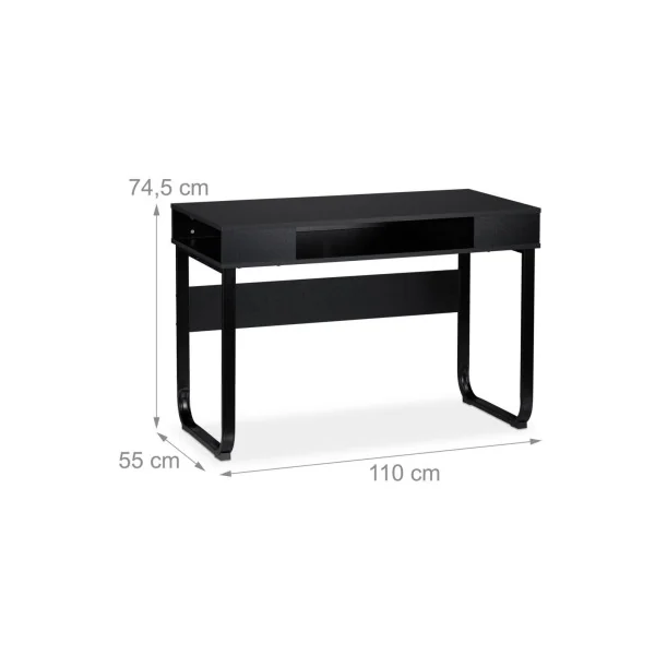 Bureau avec compartiments noir bureau avec rangement pied métal