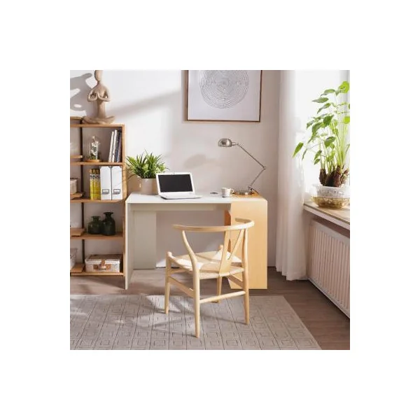 Bureau avec rangement blanc et chêne jauni bureau informatique avec rangement