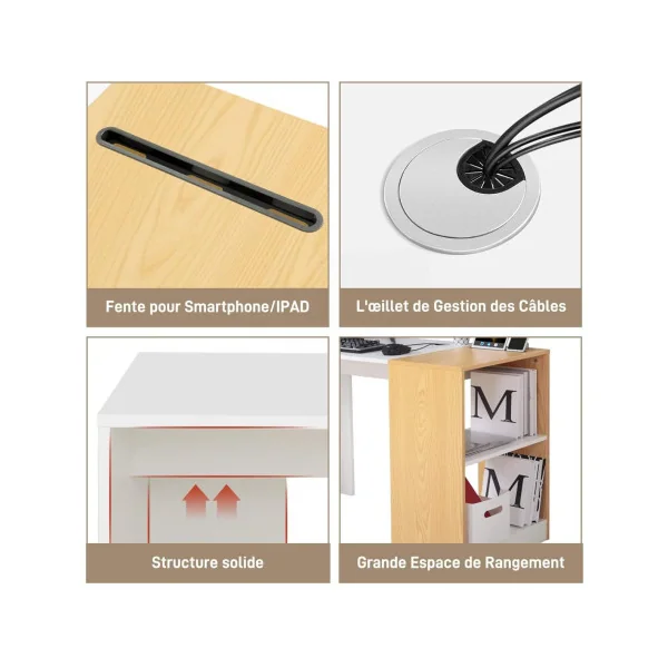 Bureau avec rangement blanc et chêne jauni bureau informatique avec rangement