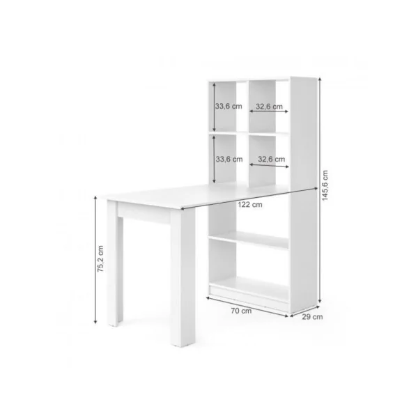 Bureau blanc 6 compartiments bureau informatique bureau avec rangement