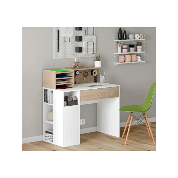 Bureau blanc artiste chêne et blanc bureau couturière bureau avec rangement