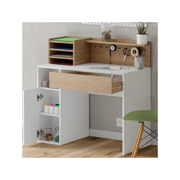 Bureau blanc artiste chêne et blanc bureau couturière bureau avec rangement