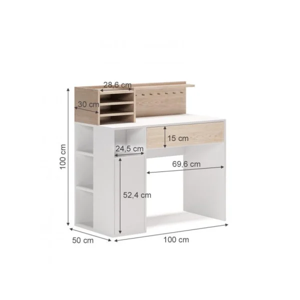 Bureau blanc artiste chêne et blanc bureau couturière bureau avec rangement