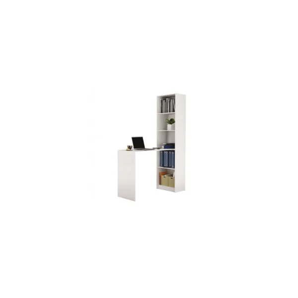 Bureau Blanc avec Etagères Table de Travail avec Rangement