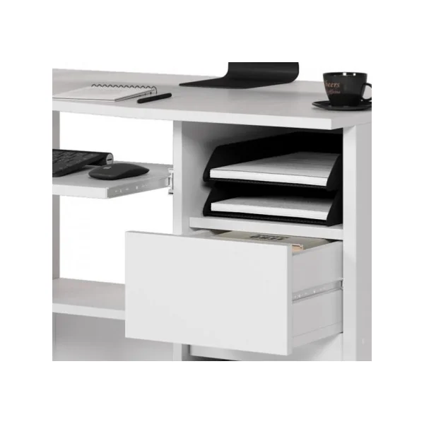 Bureau blanc pratique bureau mobile 1 tiroir 1 placard bureau avec rangement