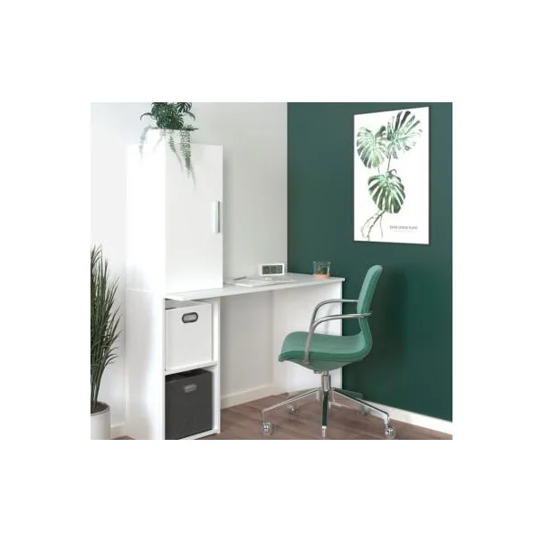 Bureau blanc sobre avec compartiments bureau avec rangement bureau informatique