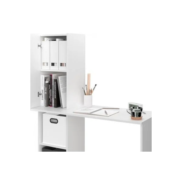 Bureau blanc sobre avec compartiments bureau avec rangement bureau informatique