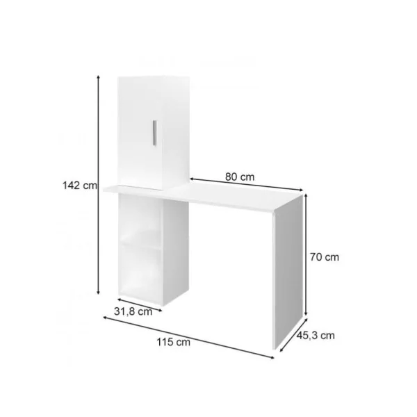 Bureau blanc sobre avec compartiments bureau avec rangement bureau informatique