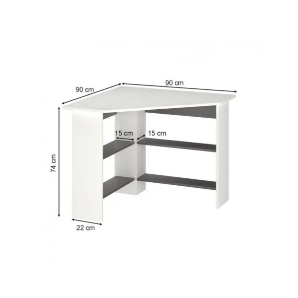 Bureau d'angle 4 étagères blanc anthracite bureau informatique
