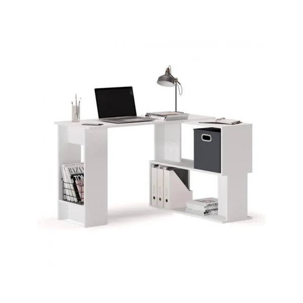 Bureau d'angle blanc bureau avec rangement table ordinateur