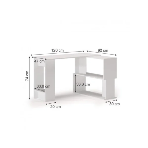 Bureau d'angle blanc bureau avec rangement table ordinateur
