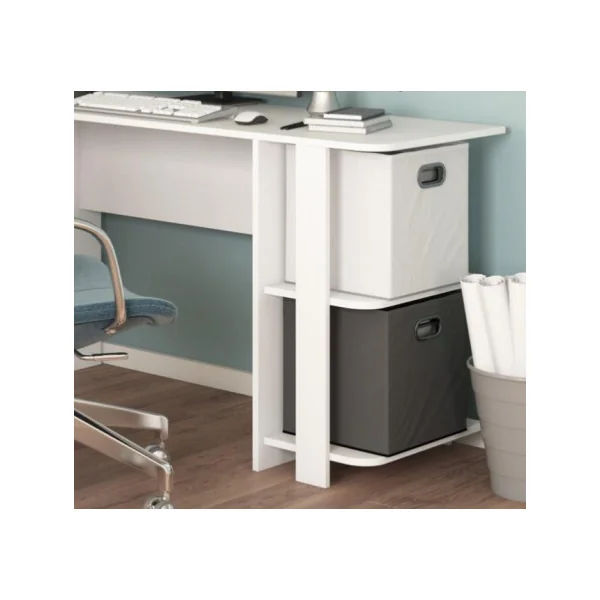 Bureau d'angle blanc spacieux bureau informatique avec deux étagères