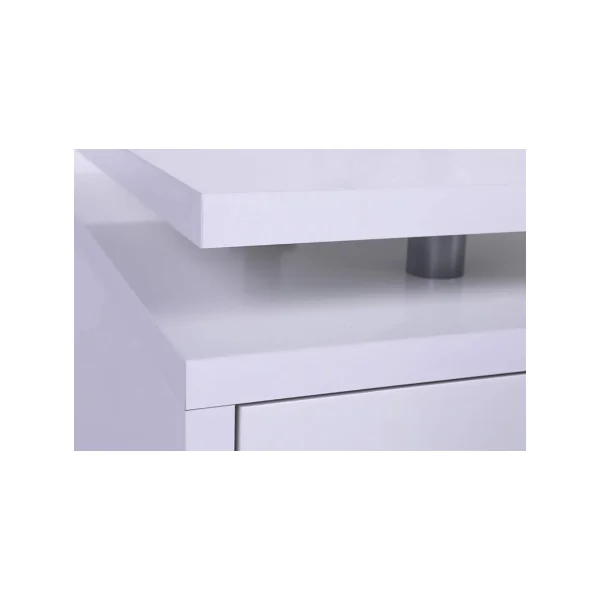 Bureau design blanc brillant FSC bureau avec rangement 3 tiroirs