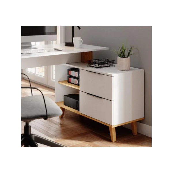Bureau design Scandi avec caisson XL bureau avec rangement bureau angle