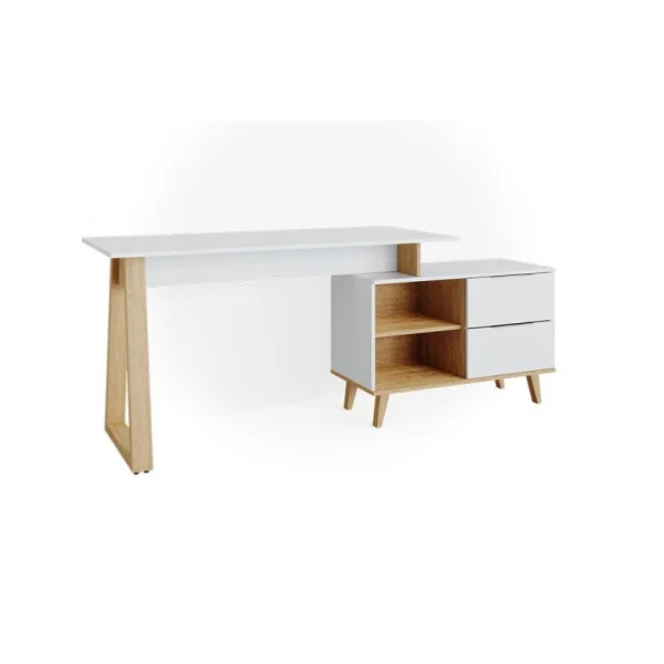 Bureau design Scandi avec caisson XL bureau avec rangement bureau angle