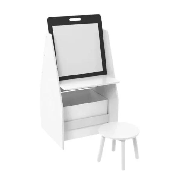 Bureau enfant avec tabouret et tableau blanc bibliothèque 3 niveaux rangement chambre enfant