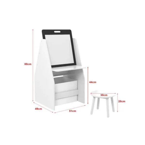 Bureau enfant avec tabouret et tableau blanc bibliothèque 3 niveaux rangement chambre enfant