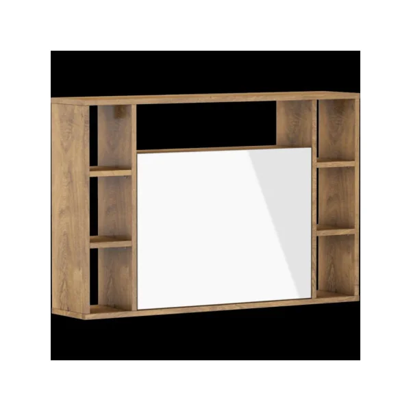 Bureau gain de place chêne foncé et blanc brillant
