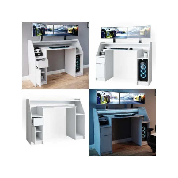 Bureau gamer blanc bureau de jeu video bureau gaming bureau informatique