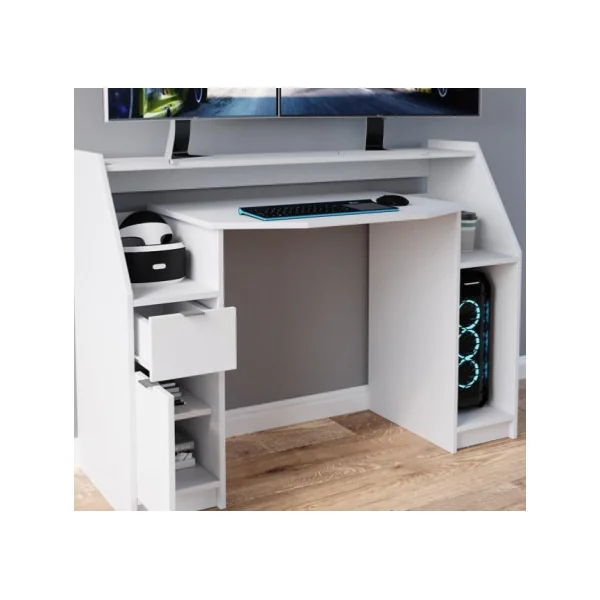 Bureau gamer blanc bureau de jeu video bureau gaming bureau informatique