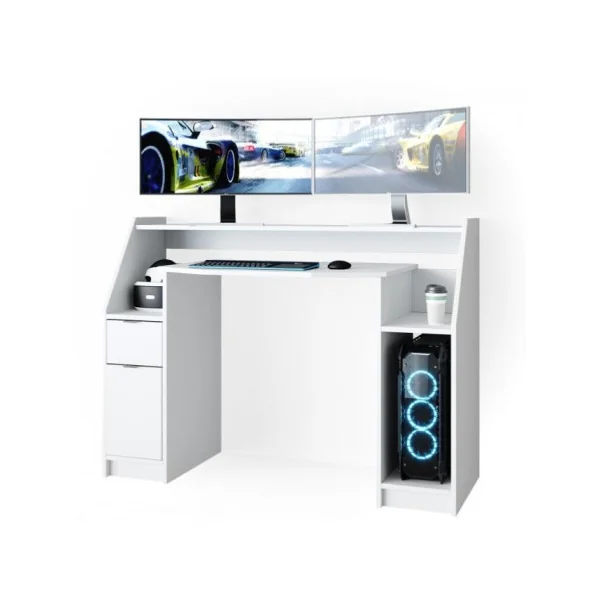 Bureau gamer blanc bureau de jeu video bureau gaming bureau informatique