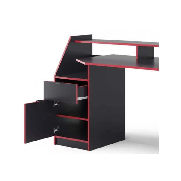 Bureau gamer noir et rouge grand modèle bureau de jeu bureau gaming bureau informatique
