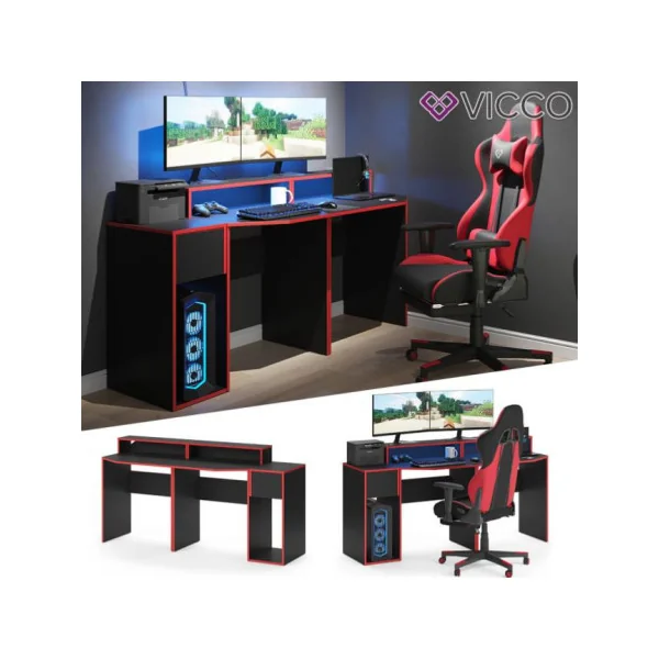 Bureau gaming noir et rouge design bureau de jeu bureau gamer bureau informatique