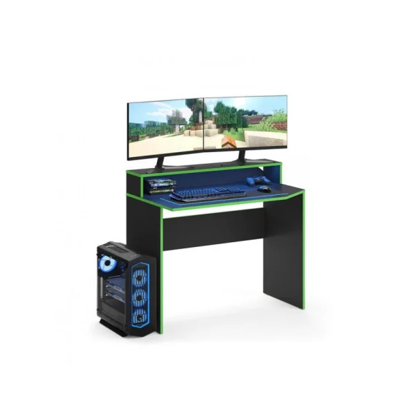 Bureau gaming noir et vert bureau de jeu bureau gamer bureau informatique