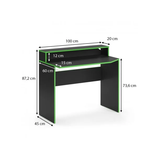 Bureau gaming noir et vert bureau de jeu bureau gamer bureau informatique